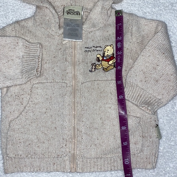 Disney sincerely Pooh oatmeal knit zip hooded eared sweater 0/3m - Picture 3 of 8
